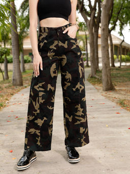 STREET 9 - Wide Leg Olive Trouser
