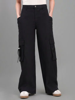 Go Colors - Women Black Cargo Pant