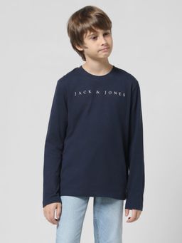 Jack & Jones Junior - Boys Brand Logo Navy Blue T-Shirt