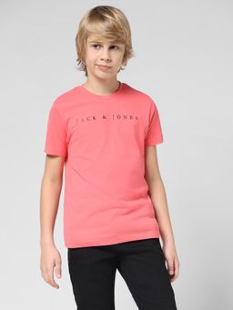 Jack & Jones Junior - Boys Brand Logo Pink T-Shirt