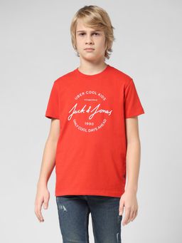 Jack & Jones Junior - Boys Typography Red T-Shirt