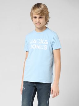 Jack & Jones Junior - Boys Logo Print Blue T-Shirt
