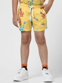 Jack & Jones Junior - Boys Printed Yellow Shorts