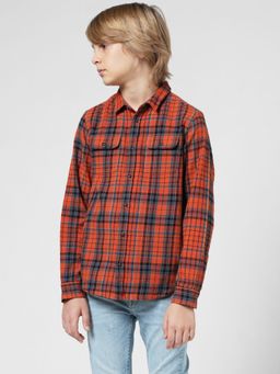 Jack & Jones Junior - Boys Checks Orange Shirt