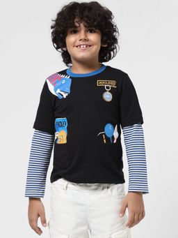 Jack & Jones Junior - Boys Printed Black T-Shirt