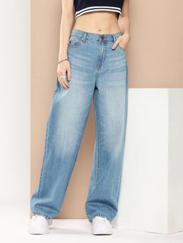 Difference of Opinion - Women Blue Denim Relaxed Baggy Fit Jeans Pant
