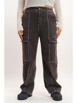 FREAKINS - Contrast Iron Grey Cargo Jeans