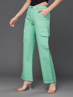 Miss Chase - Womens Turquoise Straight-Leg High Rise Clean Look Stretchable Denim Pants