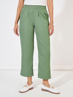 Styli Elevate - Women Green Highwaist Straight Trouser