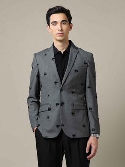 Arrow - Grey Men's Embroidered Tailored Fit 1851 Blazer