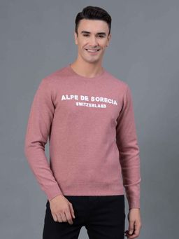 Red Tape - Dusky Pink Embroidered Acrylic Nylon Spandex Men's Sweater