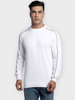 Red Tape - Men's White Solid Pure Cotton Sweater