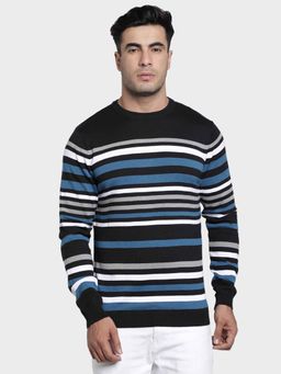 Red Tape - Men's Black Striped Acrylic Cotton Sweater