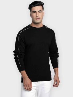 Red Tape - Men's Black Solid Pure Cotton Sweater