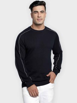 Red Tape - Men's Navy Solid Pure Cotton Sweater