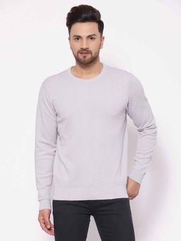 Red Tape - Men's Self Design Grey Sweater
