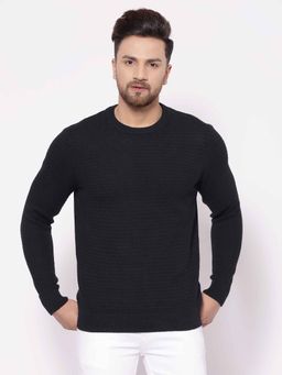 Red Tape - Men's Self Design Black Sweater