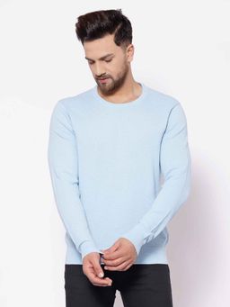 Red Tape - Men's Self Design Sky Blue Sweater