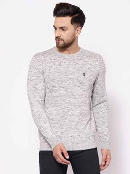 Red Tape - Men's Self Design Off White Melange Sweater