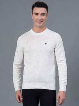 Red Tape - Off-White Nep Acrylic Polyester Men's Sweater