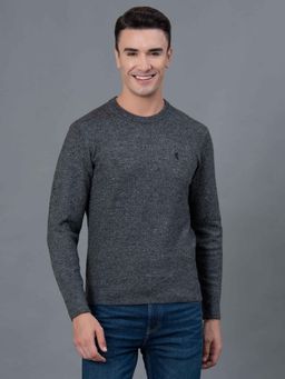 Red Tape - Black Melange Polyester Acrylic Spandex Men's Sweater