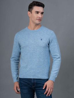 Red Tape - Blue Melange Polyester Acrylic Spandex Men's Sweater