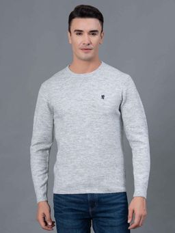 Red Tape - Grey Melange Polyester Acrylic Spandex Men's Sweater