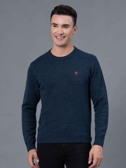 Red Tape - Navy Melange Polyester Acrylic Spandex Men's Sweater