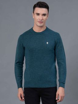 Red Tape - Teal Melange Polyester Acrylic Spandex Men's Sweater