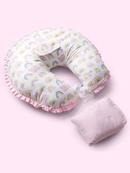 Fancy Fluff - Organic Feeding Pillow & Support Pillow - Rainbow Dreams Pink