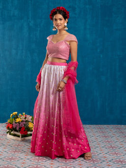 Gajra Gang - Pink Skirt, Bustier Top & Dupatta GGLEH39 (Set of 3)