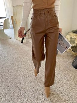 MISS MOSA BY AKANKSHA - Brown Grace Leather Statement Pant