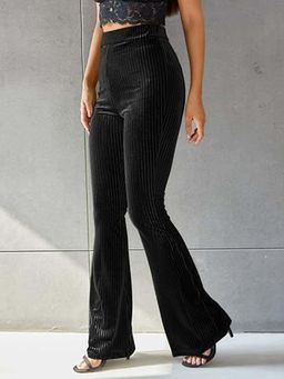 Outzidr - Black High Waist Fit & Flare Pant