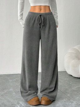 Outzidr - Grey Drawstring Attached Relaxed Pant