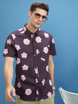 HIGHLANDER - Slim Fit Floral Cotton Casual Shirt