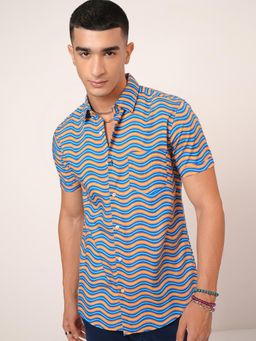 HIGHLANDER - Multi Color Half Sleeves Stripes Casual Shirt