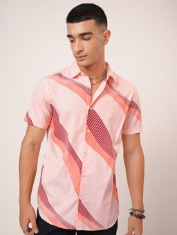 HIGHLANDER - Pink Stripes Casual Slim Fit Shirt