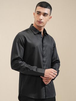 HIGHLANDER - Men Textured Cotton Slim Fit Casual Shirt