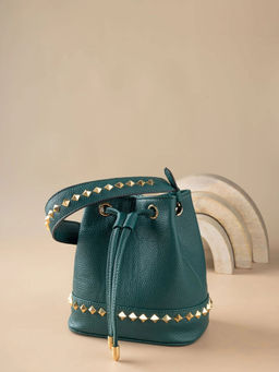 Suave Bags - Emerald Green Kelli Rock stud Bucket Bag