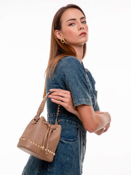 Suave Bags - Tan Kelli Rock stud Bucket Bag