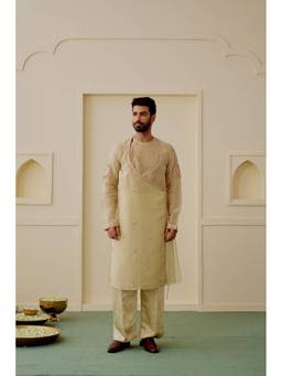 Gopi Vaid - Archit Angrakha Ivory Kurta With Pant