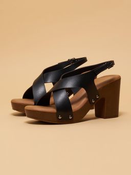 ERIDANI - Ebha Cross Straps Black Sandal Heels