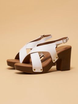 ERIDANI - Ebha Cross Straps White Sandal Heels