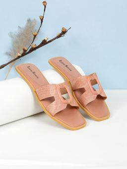 Louis Stitch - Women Open Toe Slip On Pink Flats