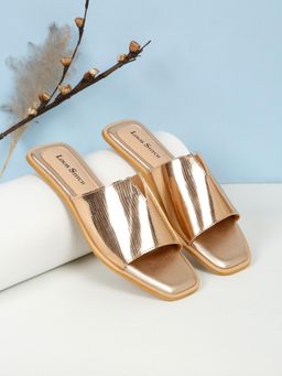 Louis Stitch - Women Golden Open Toe Flats