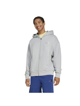 adidas - Men Grey Solid Full Zipper Hoodie