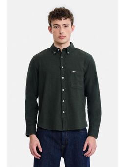 Snitch - Olive Textured Full Sleeves Regular Casual Shirt