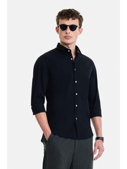 Snitch - Black Solid Full Sleeves Slim Shirt