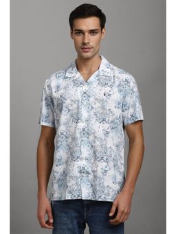Louis Philippe - Men White Print Half Sleeves Casual Shirt