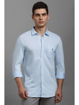 Louis Philippe - Men Light Blue Textured Full Sleeves Casual Shirt